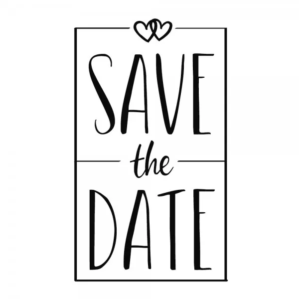 woodenstamp text Save the Date butterer