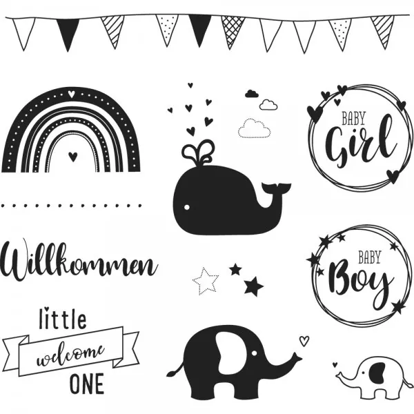 Willkommen Baby clear stamps rayher 1