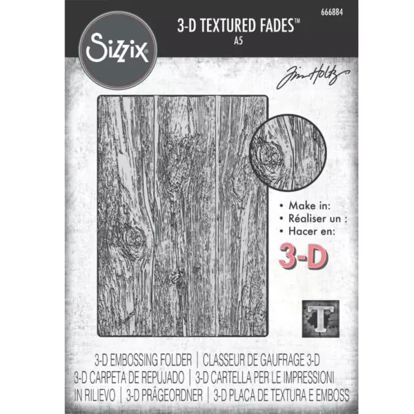 Tim Holtz Lumber Large 3D Texture Fades A5 Embossing Folder Sizzix