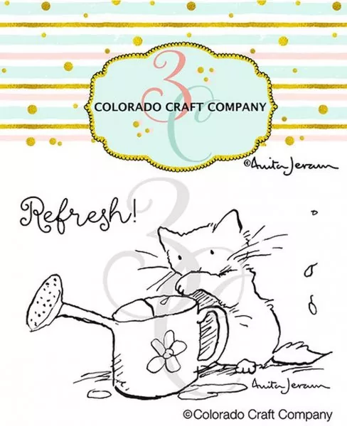 Watering Can Mini Clear Stamps Colorado Craft Company by Anita Jeram