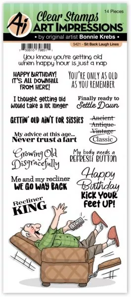 Sit Back Laugh Lines Art Impressions Clear Stamps