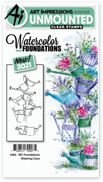 art impressions watercolor Clear Stamps Foundations Watering Cans