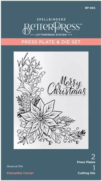Spellbinders Poinsettia Corner Press Plate & Die Set