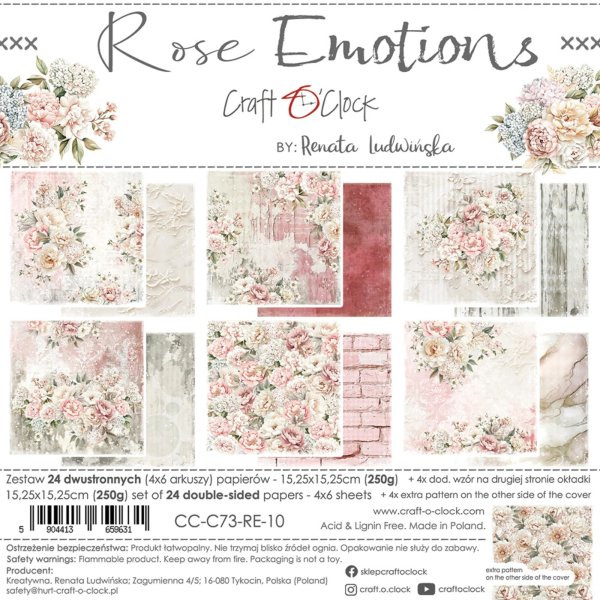 Craft O'Clock Rose Emotions 6"x6" inch Paper Set