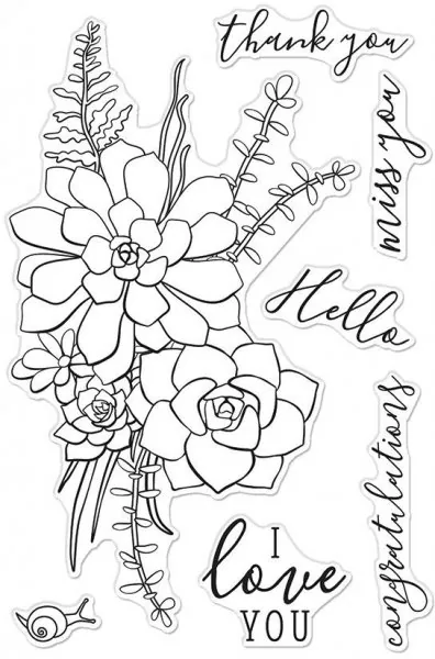Succulent Bouquet clear stamps hero arts