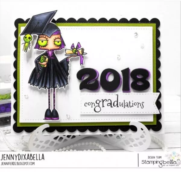 Stampingbella Oddball Girl Graduate Rubber Stamps 1