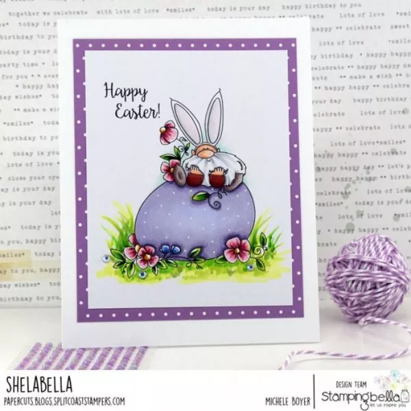 Stampingbella Gnome on an Egg Rubber Stamps 1