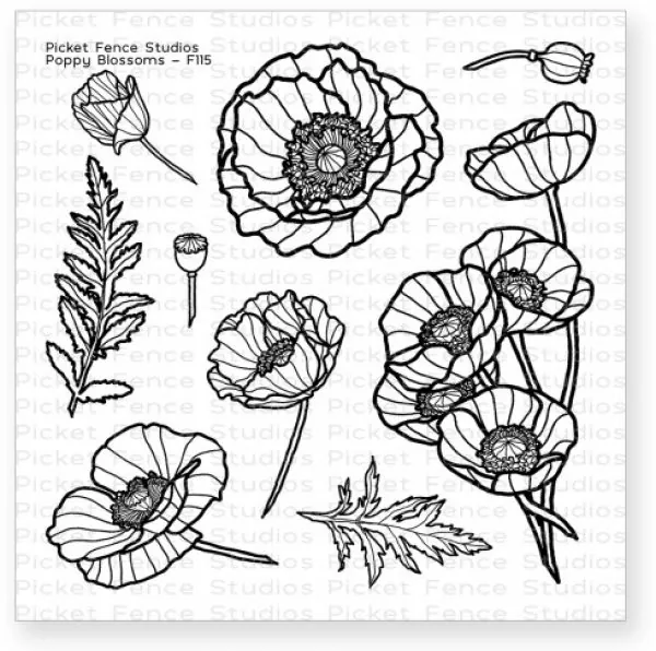 F115poppyblossoms picket fence studios clearstamps