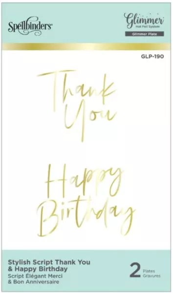 Spellbinders Stylish Script Thank You & Happy Birthday Hot Foil Plate