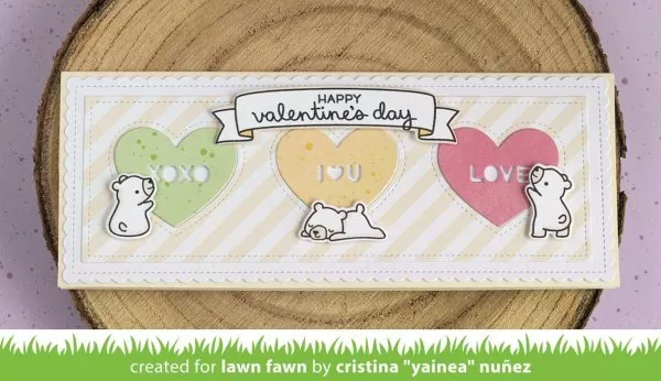 LF2476 Scalloped Slimline with Hearts: Landscape Lawn Cuts Die Lawn Fawn 2