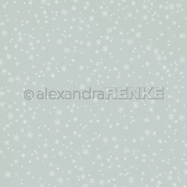 Feines Schneeflocken-Gewimmel auf Jaspisgrün Alexandra Renke Scrapbookingpaper