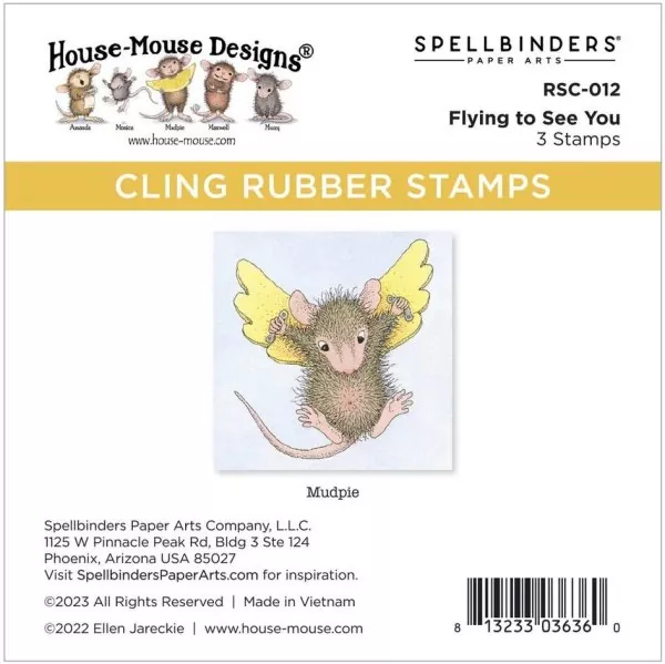 House-Mouse Flying to See You Spellbinders Rubber Stamp