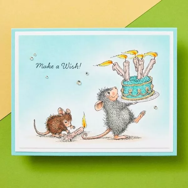 House-Mouse Birthday Wishes Spellbinders Rubber Stamp 3