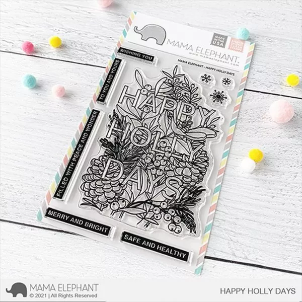 Happy Holly Days Clear Stamps Mama Elephant
