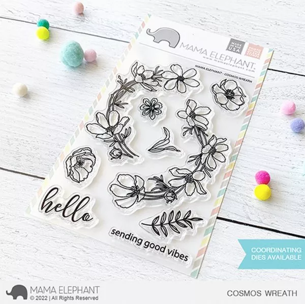 Cosmos Wreath Clear Stamps Mama Elephant
