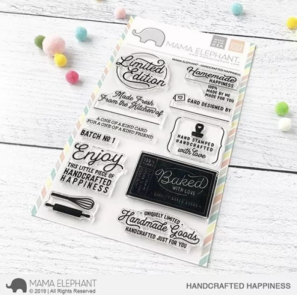 S HANDCRAFTED HAPPINESS clear stamps mama elephant