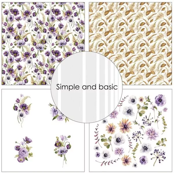 Simple and Basic Purple Floral Mood 6x6 inch Paper Pack 1