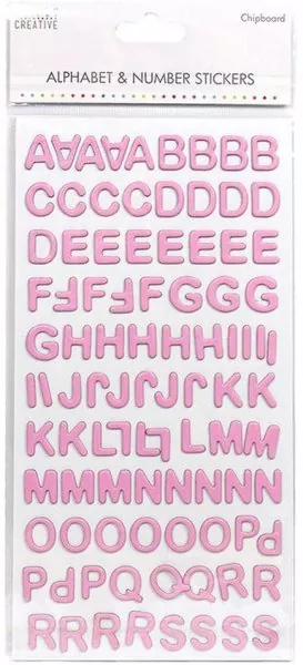 Simply Creative/Trimcraft Alphabet & Number Stickers - Chipboard Pink