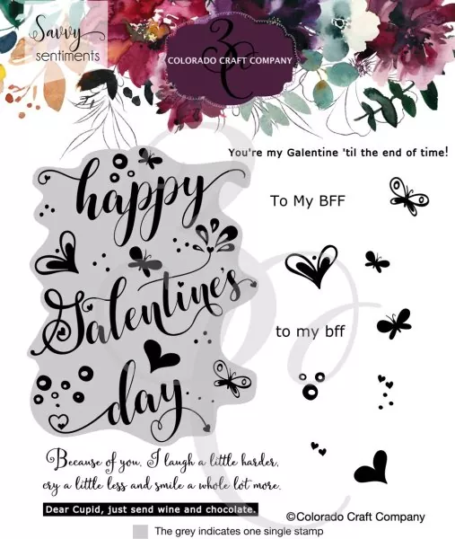 Galentine's Quick Card Clear Stamps Colorado Craft Company by Savvy Sentiments