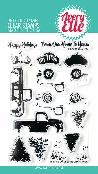 Layered Holiday Truck avery elle clear stamps