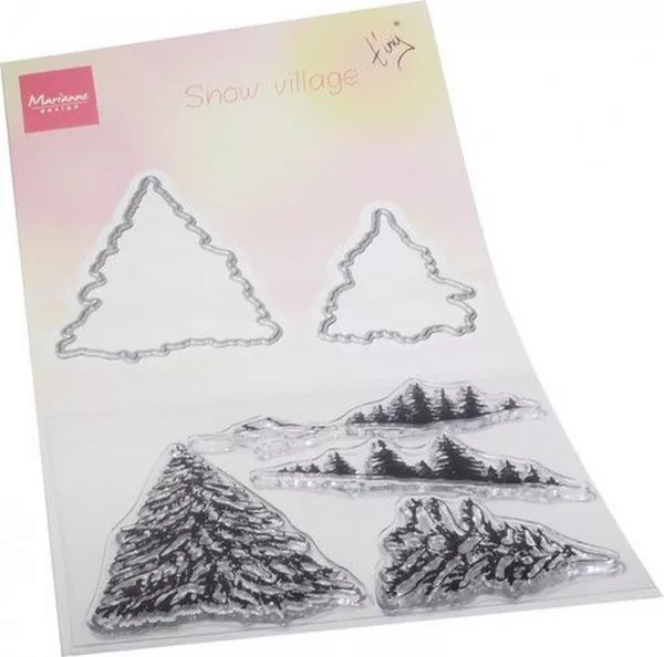 marianne design clear stamp dies Tiny's Snow Village