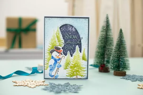 Vintage Snowman Wintry Scene Cut + Embossing Folder crafters companion 1