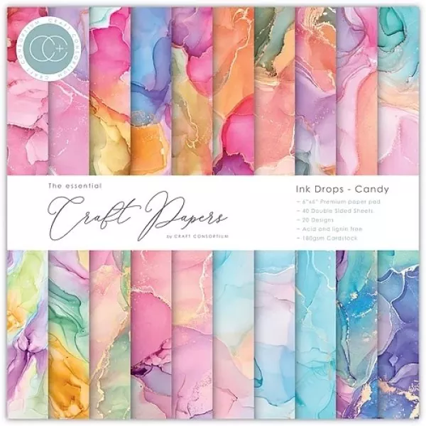 Craft Consortium Ink Drops - Candy 6"x6" inch paper pad