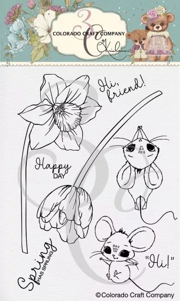 Daffodil Mice Clear Stamps Colorado Craft Company by Kris Lauren