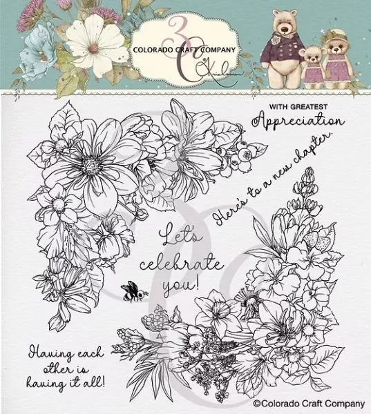 Floral Corners Clear Stamps Colorado Craft Company by Kris Lauren