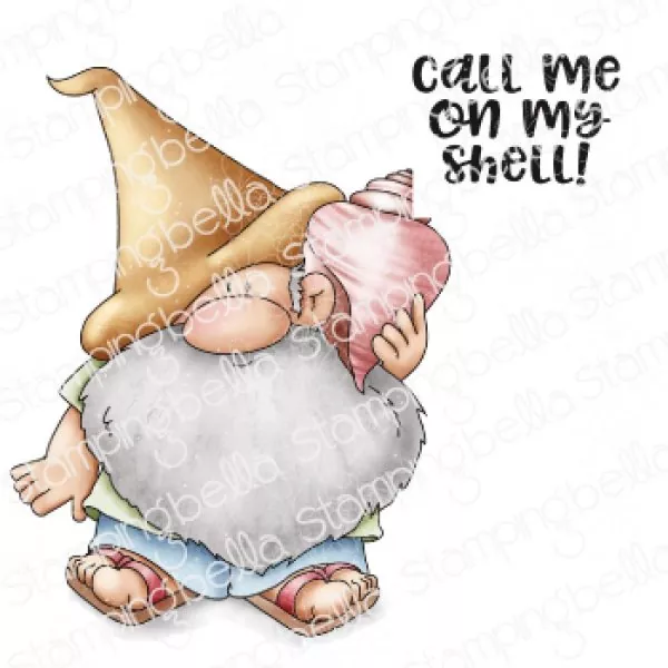 Stampingbella Gnome with a Seashell Rubber Stamps