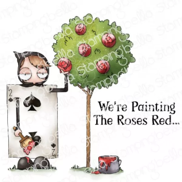 Stampingbella Oddball Painting the Roses Red Rubber Stamps