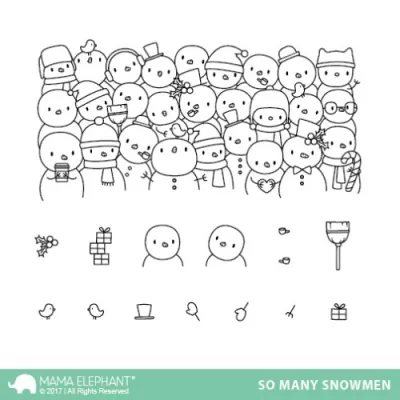 me17010 214 mama elephant clear stamps so many snowmen