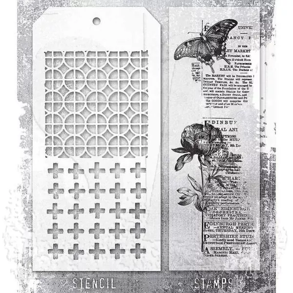 Botanic Collage Tim Holtz Mixed Media Set Stencil Clear Stamps Stampers Anonymous 1