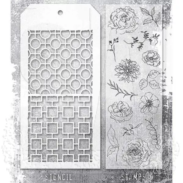 Floral Elements Tim Holtz Mixed Media Set Stencil Clear Stamps Stampers Anonymous 1