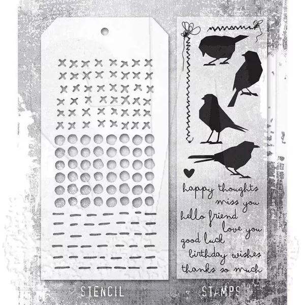 Shilhouette Birds Tim Holtz Mixed Media Set Stencil Clear Stamps Stampers Anonymous 1
