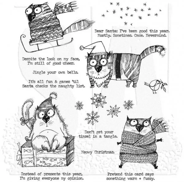 Snarky Cat Christmas Tim Holtz Rubber Stamps Stamper Anonymous