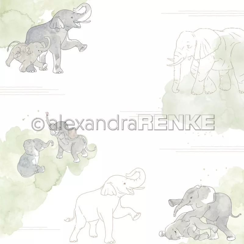101913 Alexandra Renke Elefanten auf Aquarell Scrapbooking Papier