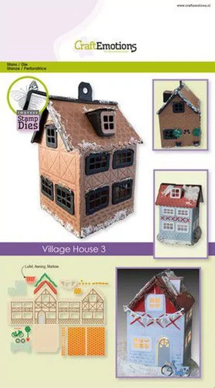craftemotions Impress Stamp Dies Village House 3 die