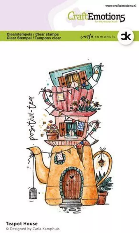 craftemotions clearstamps Teapot House Carla Kamphuis