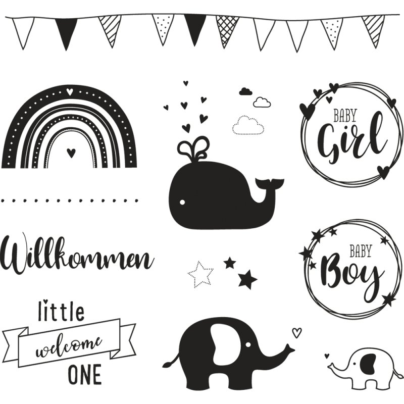 Willkommen Baby clear stamps rayher 1