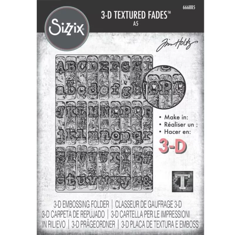 Tim Holtz Typewriter Large 3D Texture Fades A5 Embossing Folder Sizzix