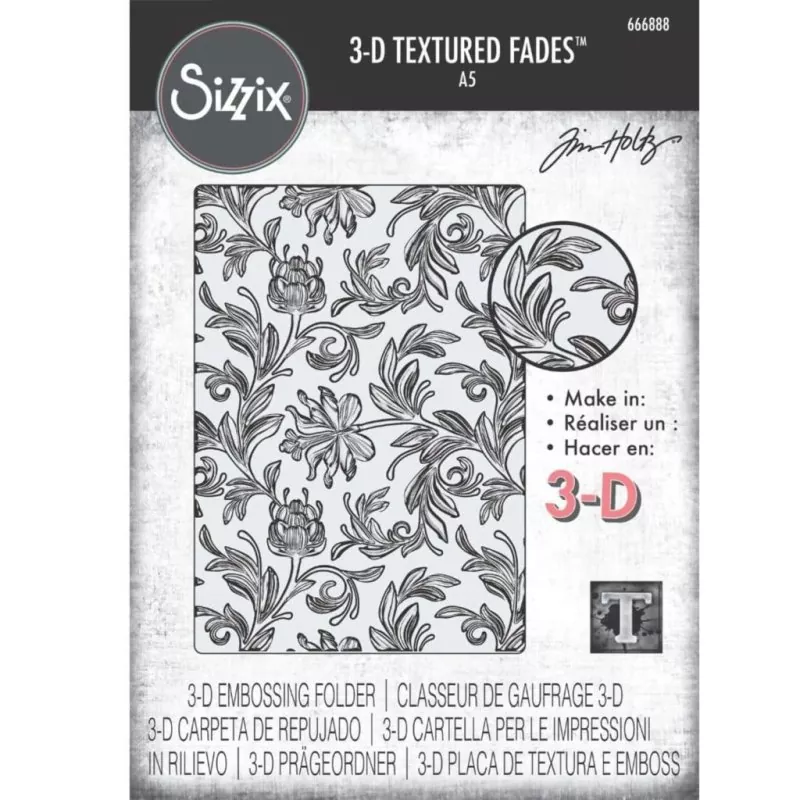 Tim Holtz Botanical Large 3D Texture Fades A5 Embossing Folder Sizzix