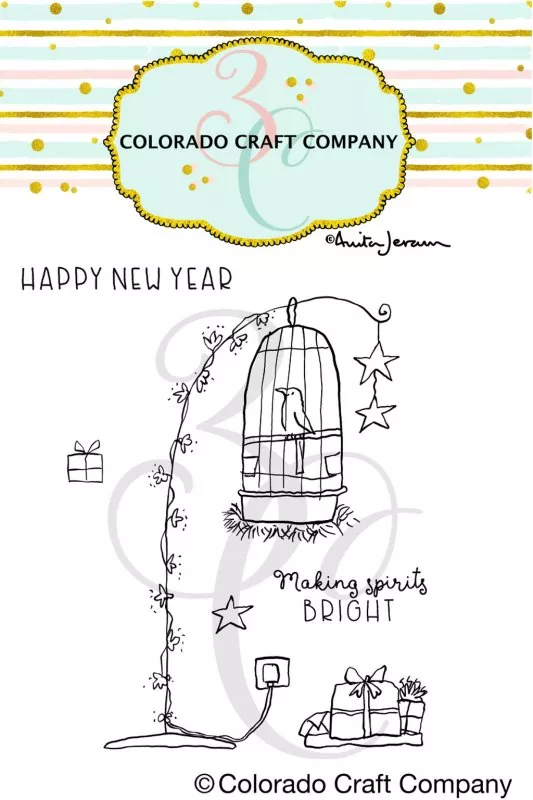 Bright Birdcage Mini Clear Stamps Colorado Craft Company by Anita Jeram
