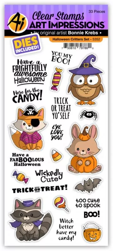 Halloween Critters Set Art Impressions Clear Stamps and Die Set