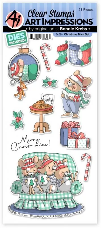 Christmas Mice Set Art Impressions Clear Stamps and Die Set