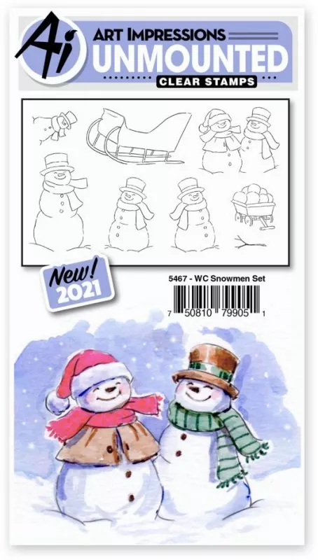 art impressions watercolor Clear Stamps Snowmen Set