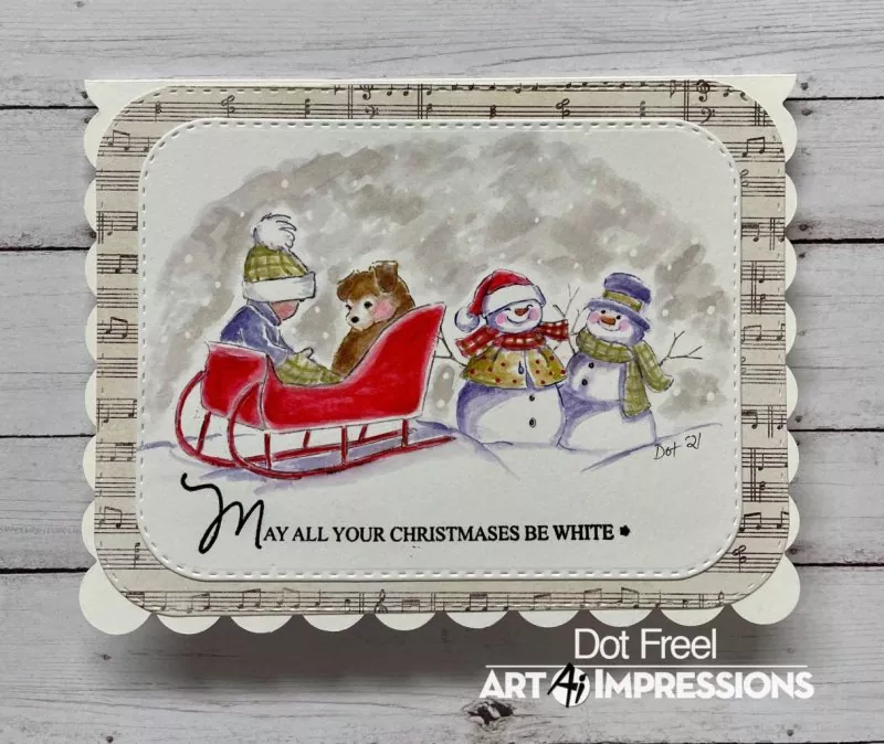 art impressions watercolor Clear Stamps Snowmen Set 1