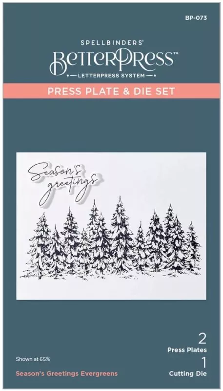 Spellbinders Seasons Greetings Evergreens Press Plate & Die Set