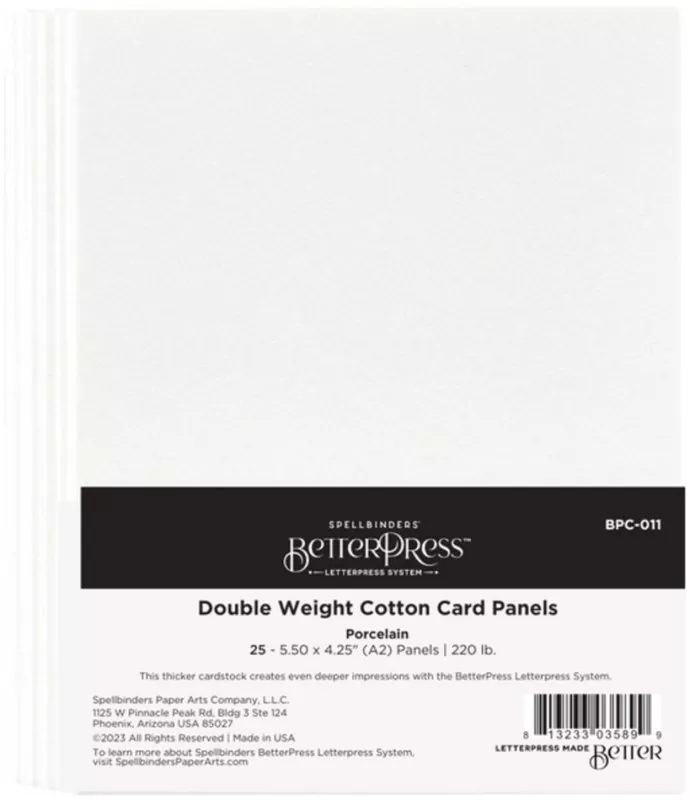 Porcelain BetterPress Double Weight Card Panels Spellbinders