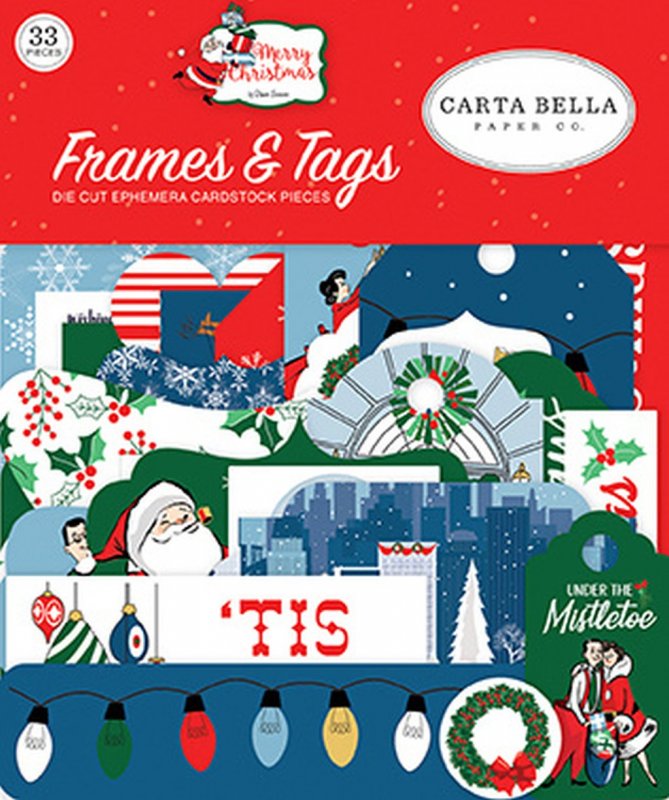 Merry Christmas Frames & Tags Die Cut Embellishment Carta Bella
